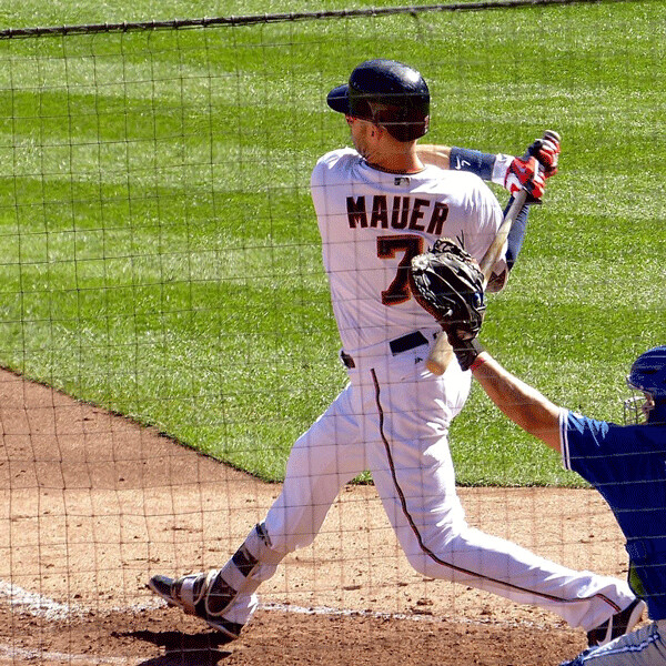 Mauer again, a double this time, 3-for-5 with 5 RBIs, now up to .308. Photo credit: John Gilbert