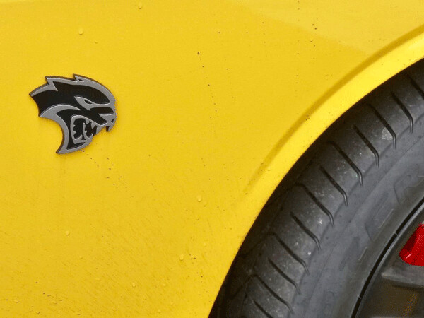 Very tastefully undersated Hellcat emblem adorns either side of the SRT Hellcat Challenger. Photo credit: John Gilbert