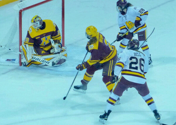 Ashton Bell, another UMD freshman, scored for a short-lived 1-0 lead Saturday night.  Photo credit: John Gilbert