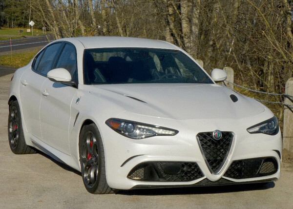 The familiar shield-shaped grille has never looked better than when adorning the front end of the Alfa Romeo Giulia, an engineering icon. Photo credit: John Gilbert
