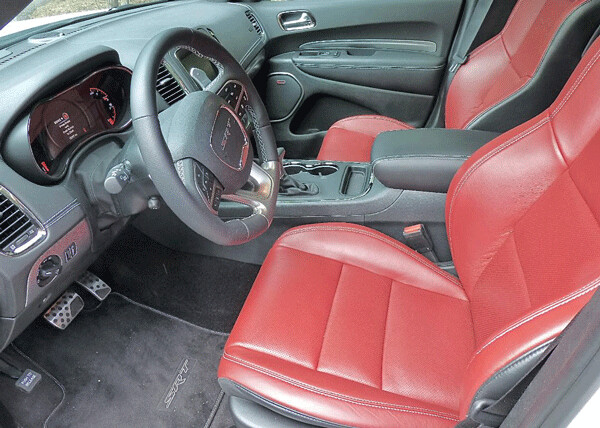 Racy on the outside, the Durango SRT 392 interior is "Demonic Red" leather with all proper instrumentation. Photo credit: John Gilbert