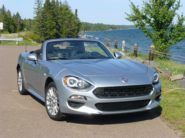 Fiat 124 Spider revives the familiar and traditional name with Fiat power plugged neatly into body and frame by Mazda. Photo credit: John Gilbert