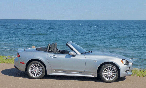 Fiat 124 Spider revives the familiar and traditional name with Fiat power plugged neatly into body and frame by Mazda. Photo credit: John Gilbert