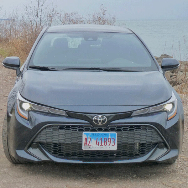  Low, aerodynamic nose gives the Corolla a shapely way to cut through the wind. Photo credit: John Gilbert
