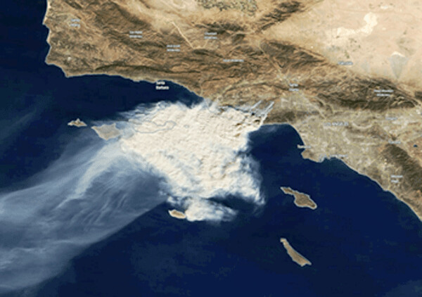 Woolsey wildfire photo by NASA MODIS (TERRA Satellite) 