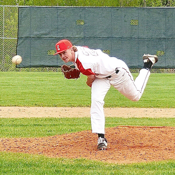 Jaxon Edw 3.ards, pitcher, receiver in football, got save against Coon Rapids, shut  out Forest Lake 6-0 next day. Photo credit: John Gilbert