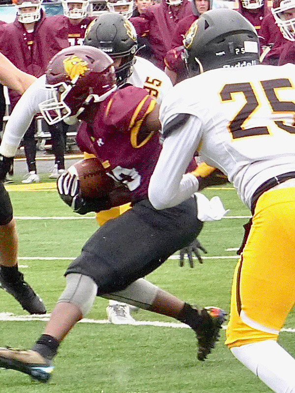 UMD's Wade Sullivan scored two touchdowns to lead the Bulldogs to a tough 21-7 victory over Wayne State. Photo credit: John Gilbert