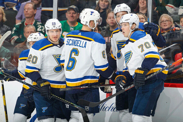 STL Blues outclass the Wild Sunday  eve in a 4-1 victory