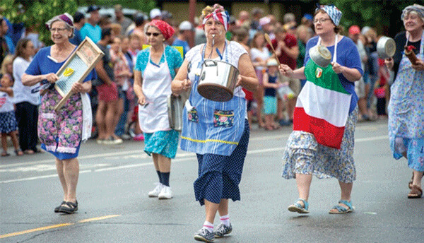 The Church Ladies Hot Dish Marching Band, entertaining during the Fourth of July celebration in Tower, Minnesota. Photo credit: Mark Sauer.