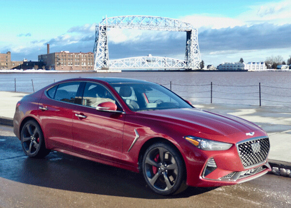 In only its second year, the 2020 Genesis G70 shows off its style against Duluth's Aerial Bridge, and is loaded with high-tech features, luxury and a sporty flair. Photo Credit: John Gilbert