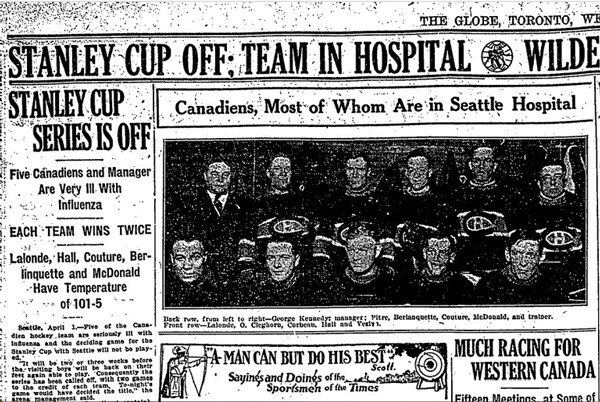 1919 Stanley Cup Final cancelled  due to Spanish Flu epidemic..