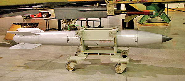 The USAF B61 gravity bomb, above, is still used at NATO bases in Italy, Germany, the Netherlands, Belgium and Turkey. The 50-90 bombs at Turkey&rsquo;s Incirlik air force base have no jets that can carry them.